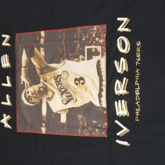 MITCHELL & NESS NBA premium vintage Allen iverson tee Black 2XL - Picture 12 of 16
